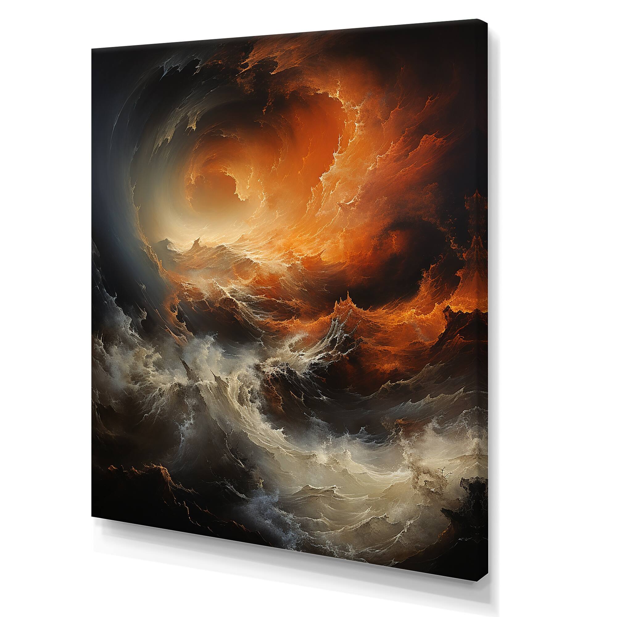 Designart "Orange Storm Force Of Nature II" Storms Wall Decor Bed